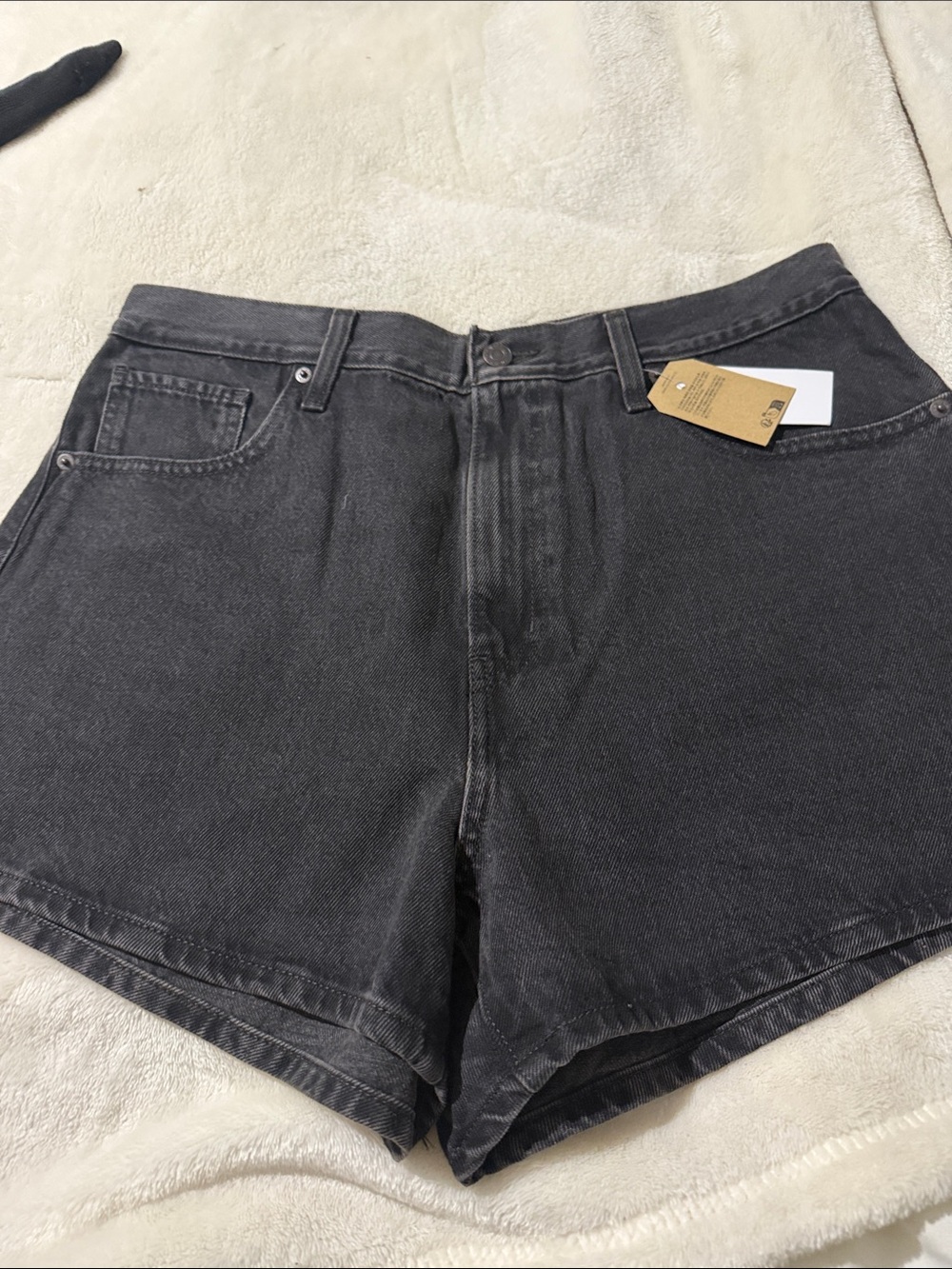 High-Rise Black Denim Women’s Shorts